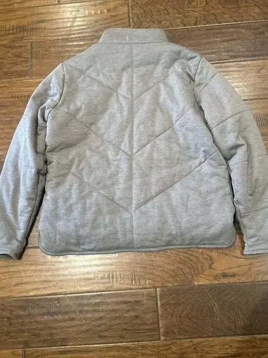 Three Dots Women's Gray Quilted Step Hem Full-Zip Knit Jacket Size M - Picture 5 of 5